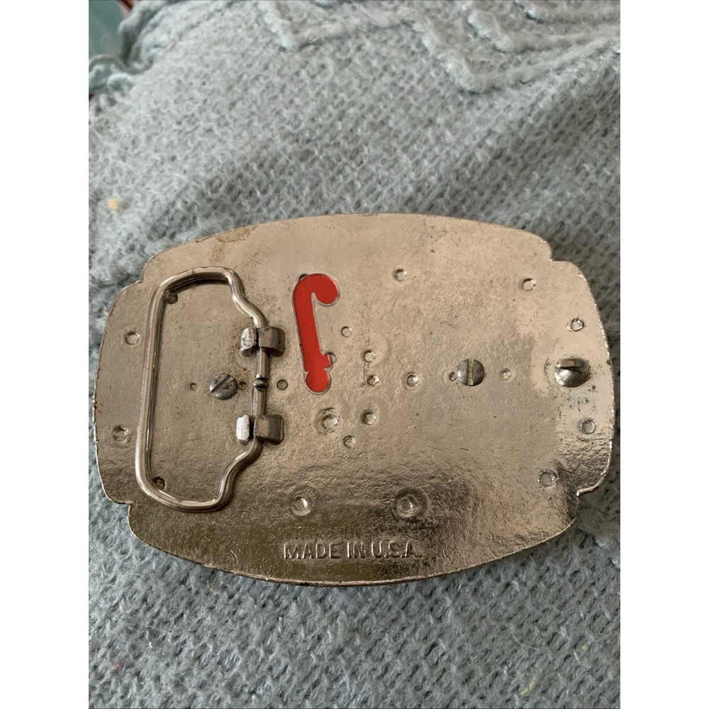 VTG Belt Buckle 3" x 2" Septia Antique Car Photo USA 1980s Silver tone   Nice - Picture 3 of 4